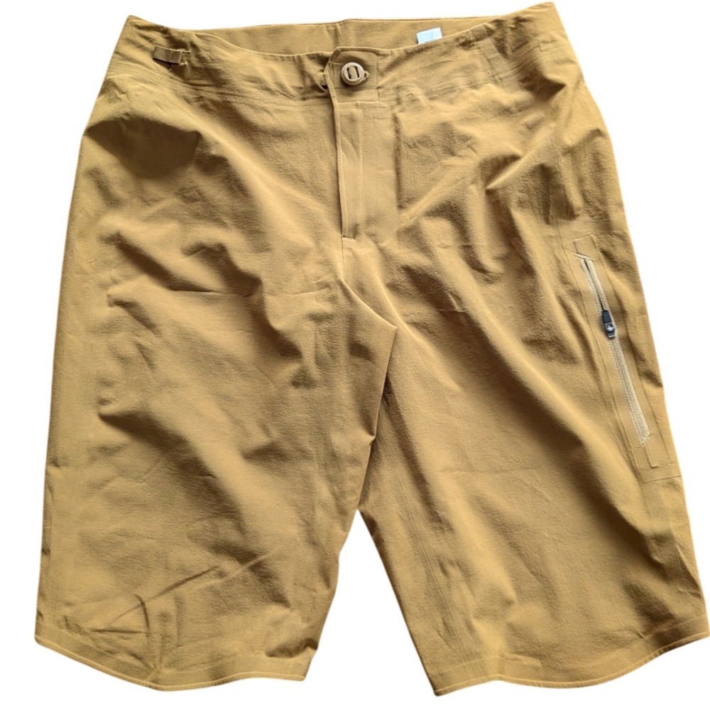 $128 PATAGONIA Dirt Roamer Wmns 6 Technical Hiking Shorts Tan Stretch Mtn Biking